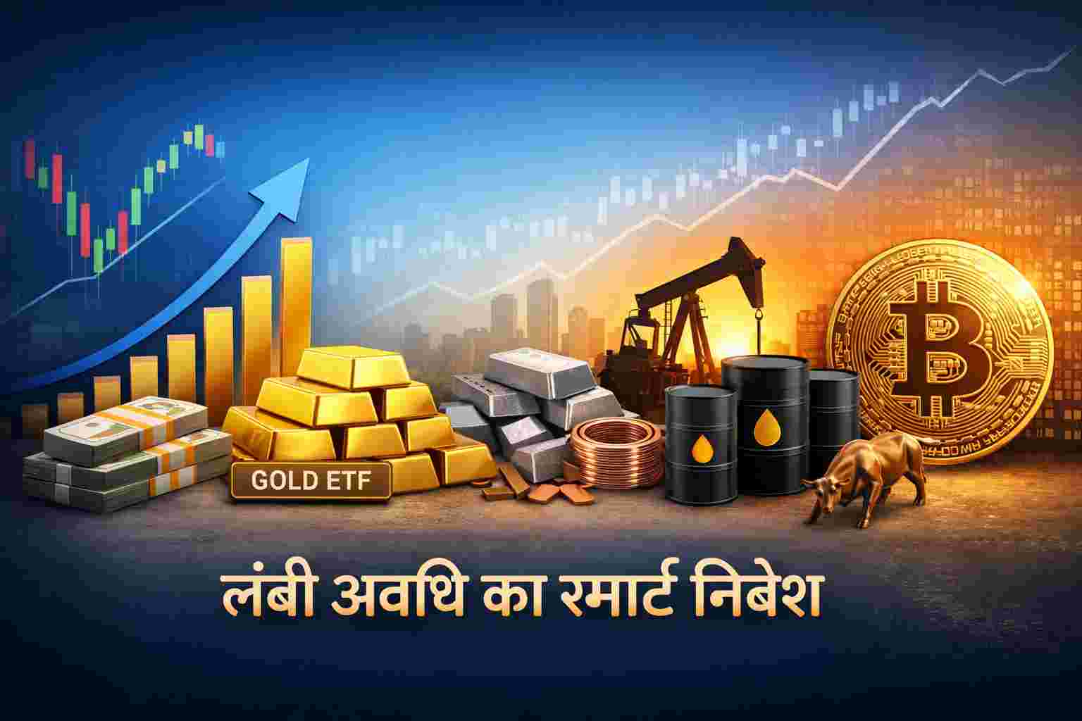 भारतीय निवेश का भविष्य: स्टॉक, गोल्ड ETF, मेटल ETF, ऑयल और बिटकॉइन में लंबी अवधि की एक्सपोनेंशियल ग्रोथ की रणनीति